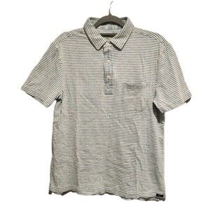 Faherty Mens Striped Polo 100% Cotton Blue Size Medium